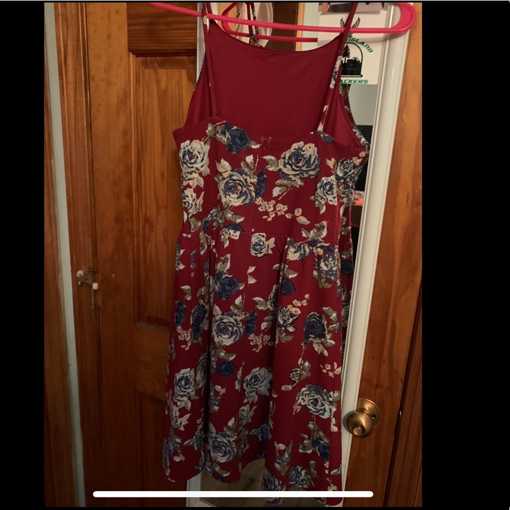 Red dress with flower print